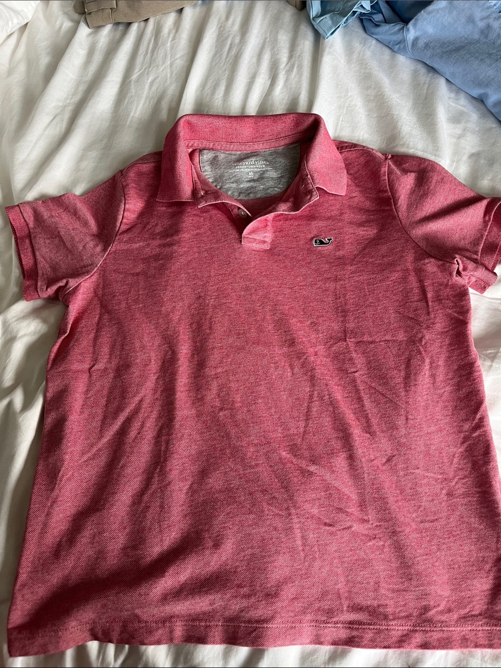 Boys Vineyard Vines Heathered Pink Polo with Whale Patch
